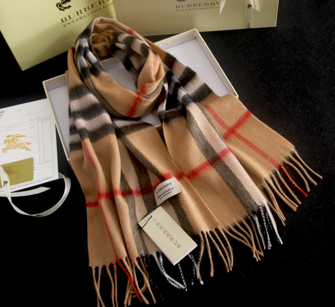 Classic Multi-Color Check Cashmere Scarf