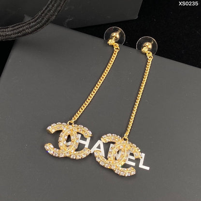 Long Chain Crystal Diamond Drop Earrings