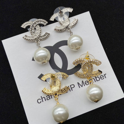 Double Pearl Drop Earrings