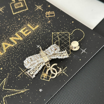 Diamond Bow Brooch