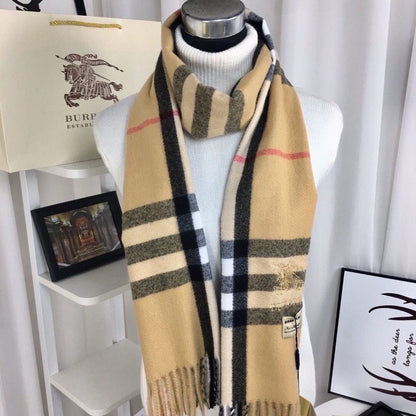 Classic Check Fringed Cashmere Scarf