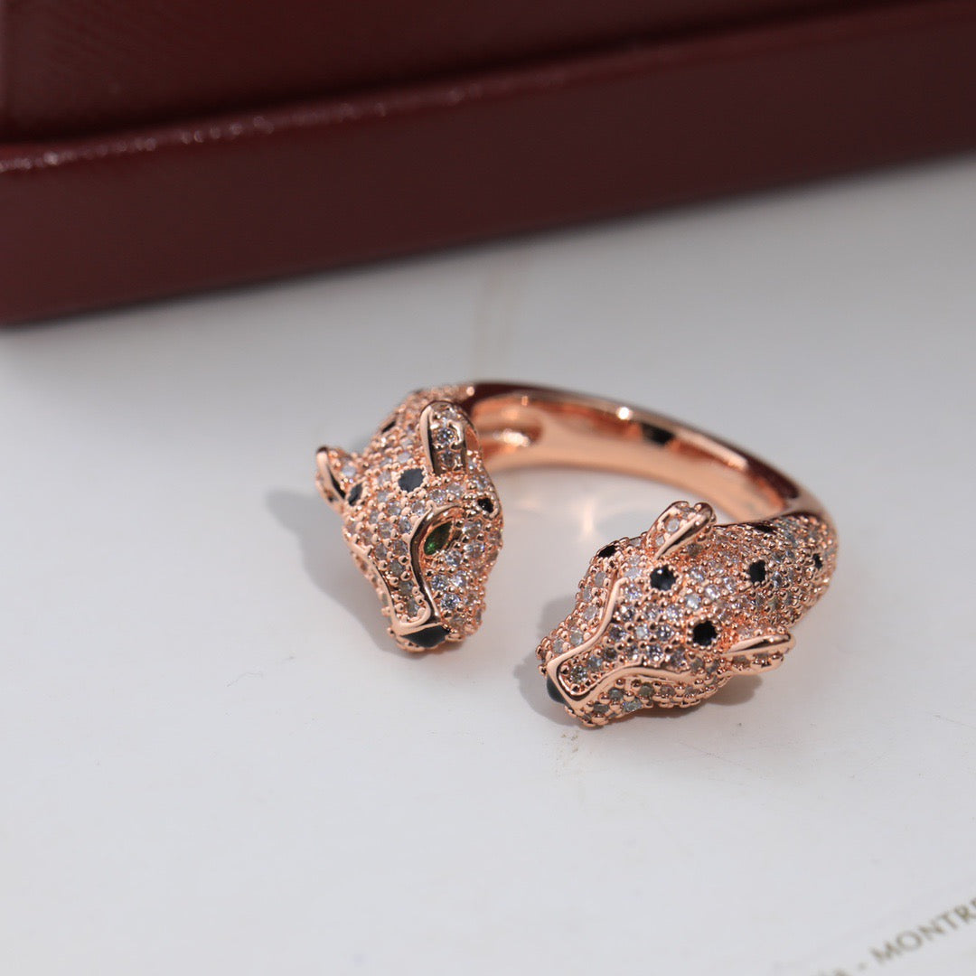 Diamond Leopard Open Ring