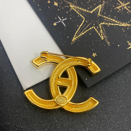 Electroplated Lettering Golden Brooch