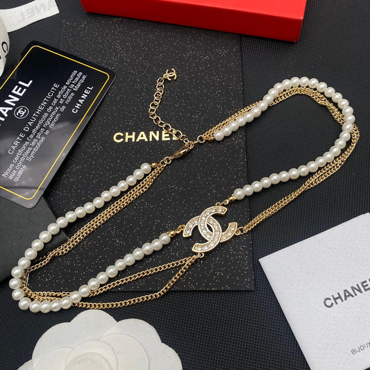 Double Gold Plated Pearl Necklace