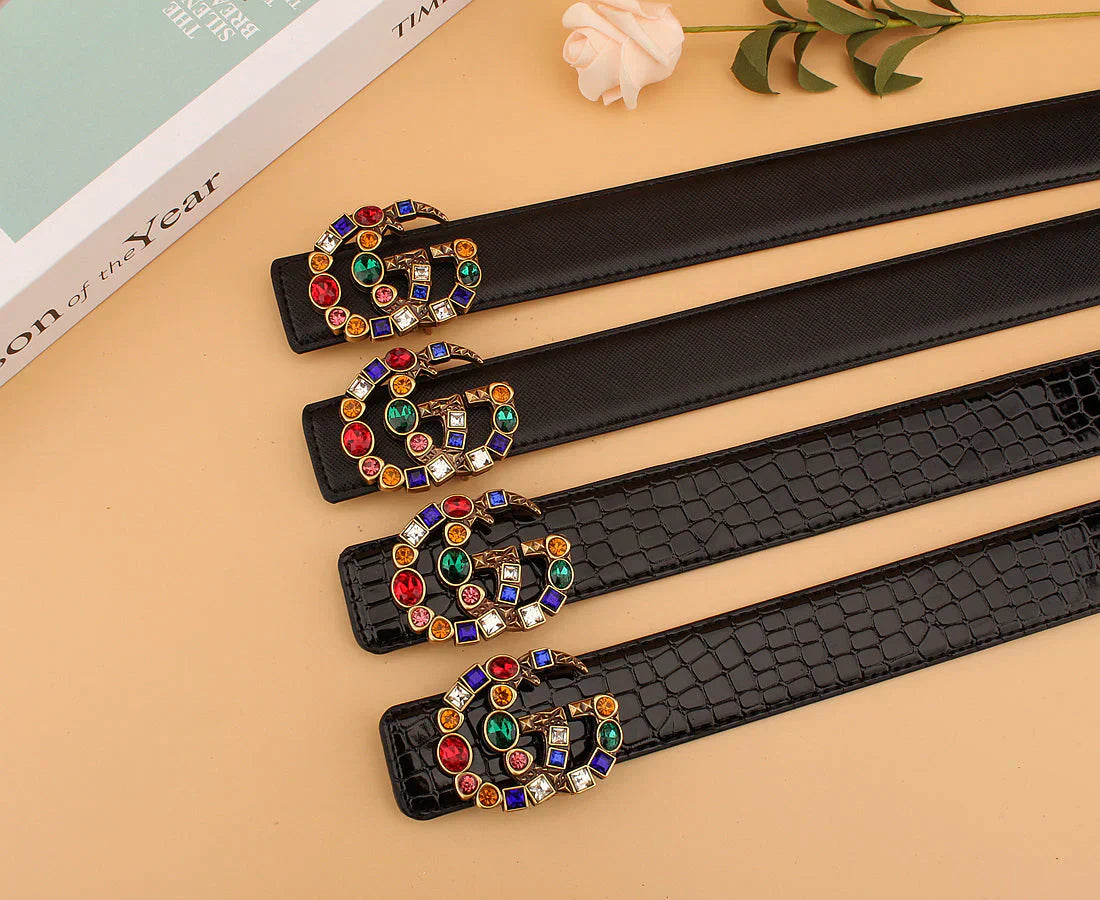 2 luxury irregular colored diamond belts