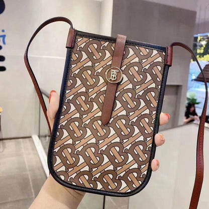 Luxury leather crossbody embossed mobile phone bag