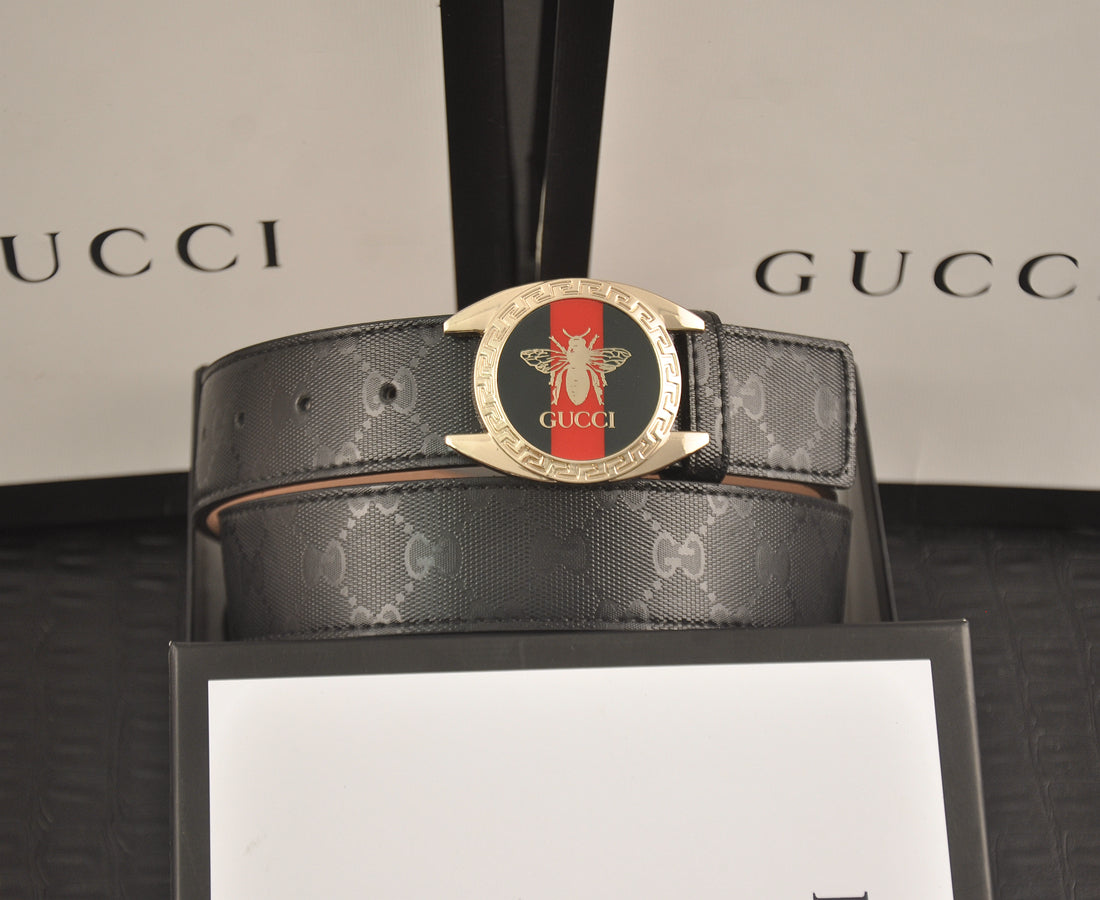 2 Colors luxury printed letter leather belt