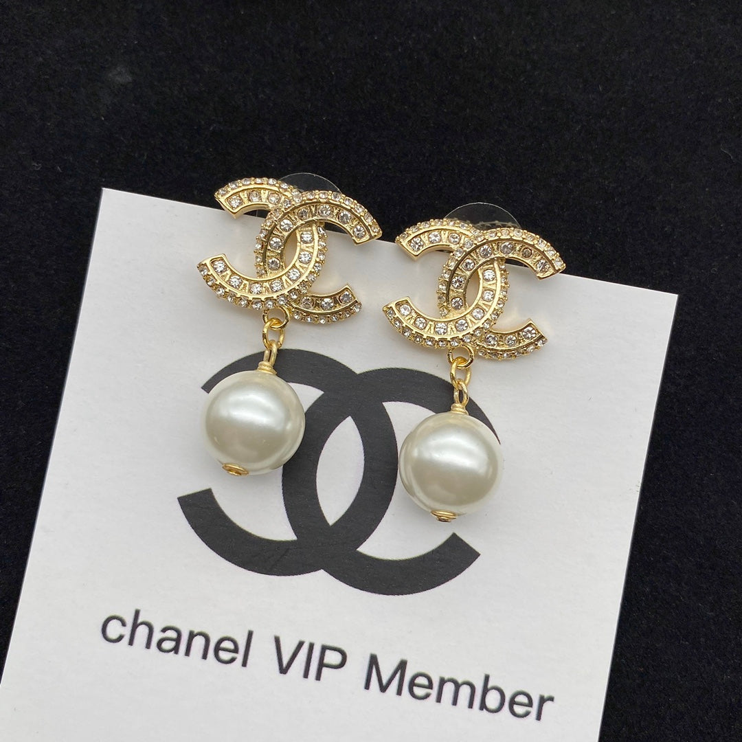 Double Pearl Drop Earrings