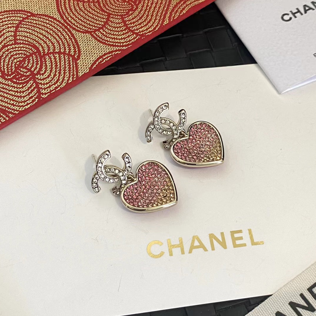 Elegant Diamond Heart Earrings