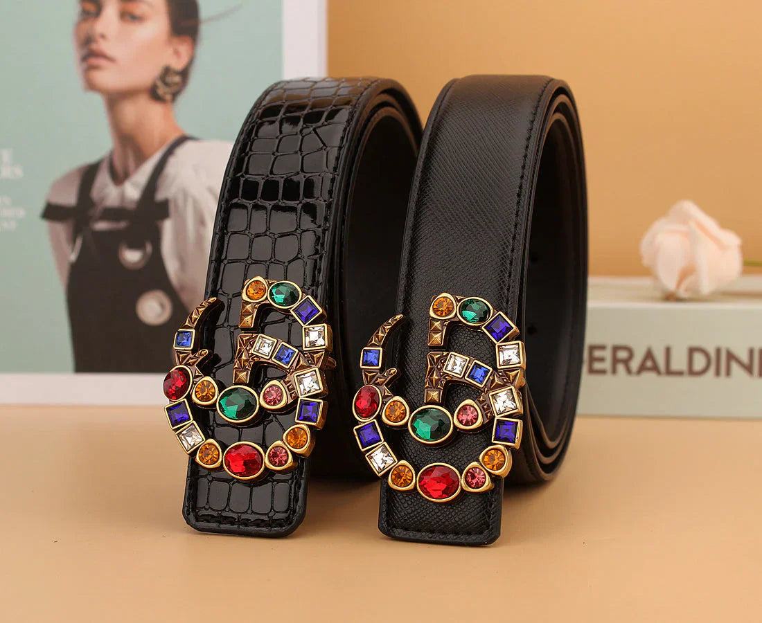 2 luxury irregular colored diamond belts