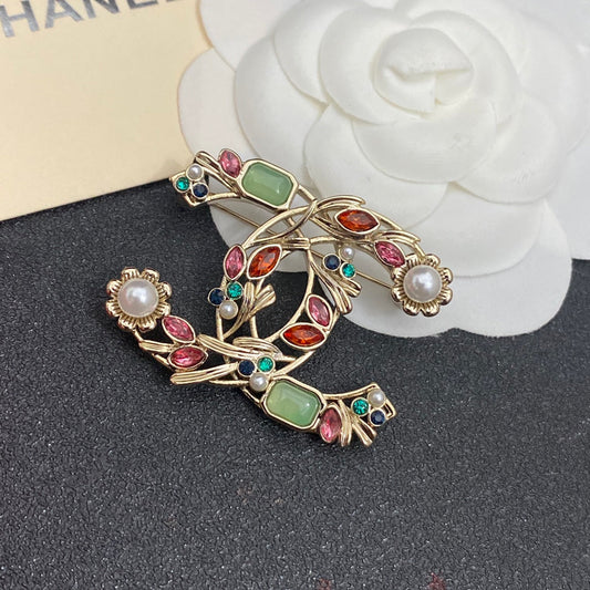 Vintage Colored Gemstone Brooch