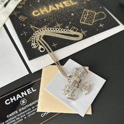 Diamond Bow Pendant Necklace