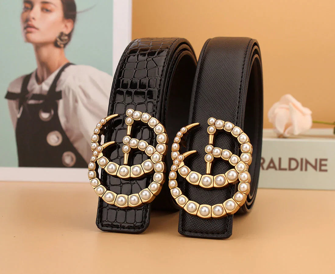 2 styles of luxury pearl belt