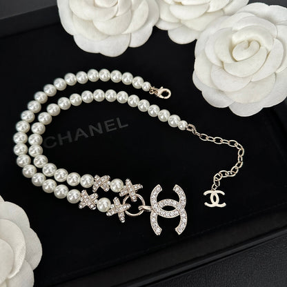 Elegant Diamond Pearl Necklace