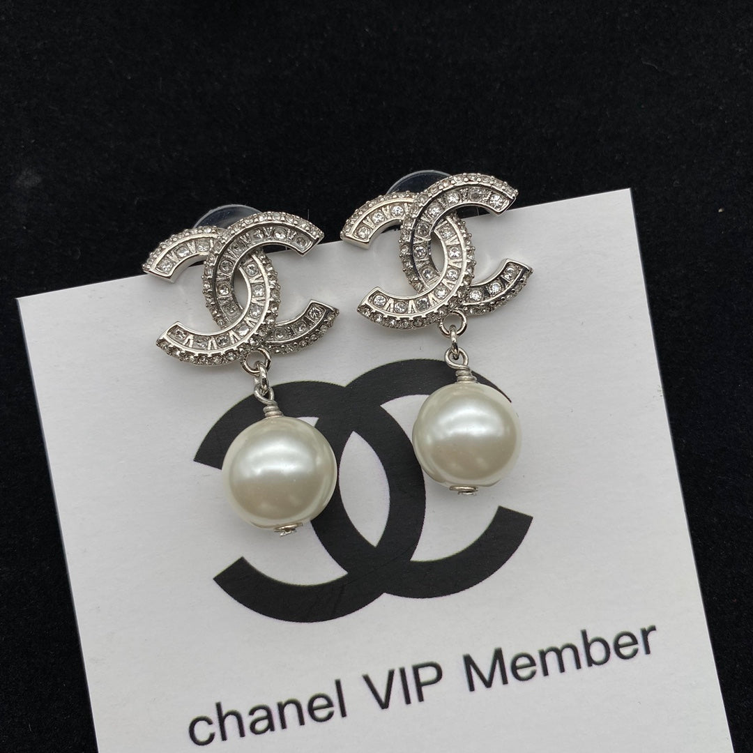 Double Pearl Drop Earrings