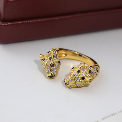 Diamond Leopard Open Ring