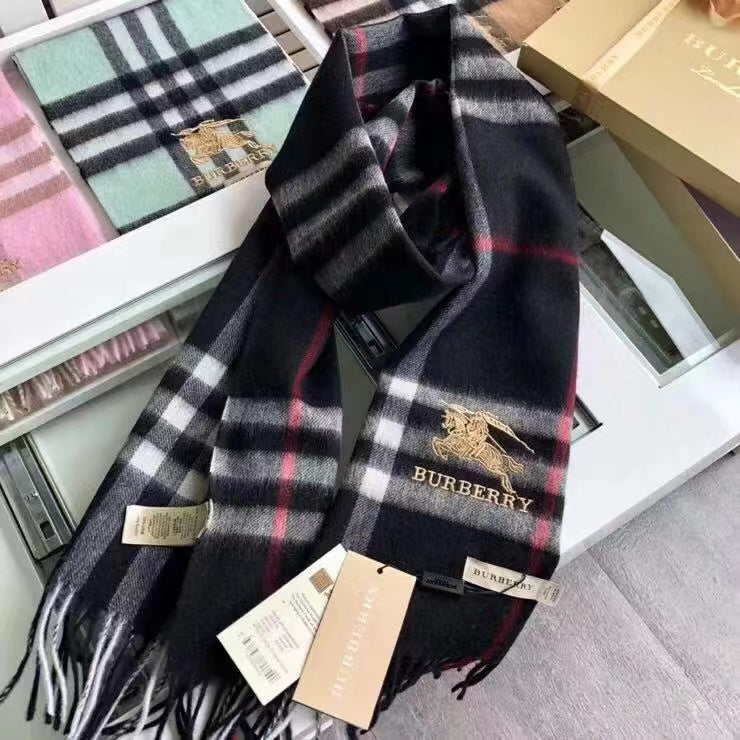 Classic Check Fringed Cashmere Scarf