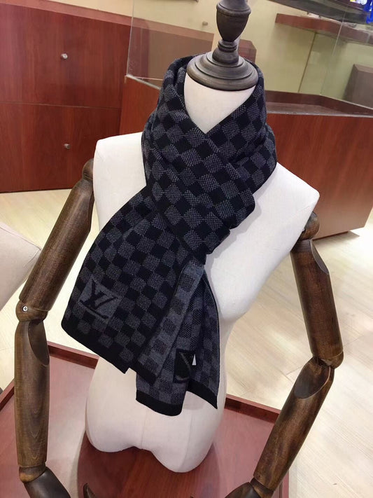 Checkerboard 100% cashmere scarf