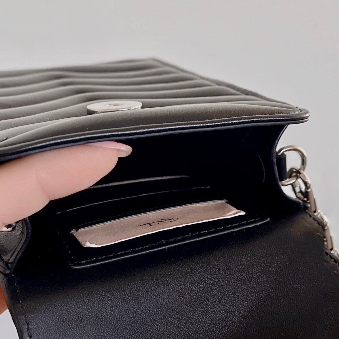 Luxury striped leather mobile phone bag