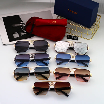 Fashion Metal Logo Polygon Sunglasses 8936