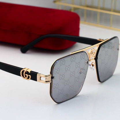 Fashion Metal Logo Polygon Sunglasses 8936