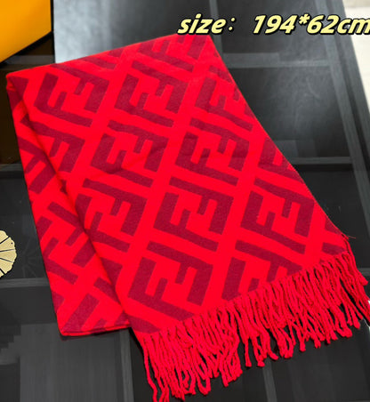 100% cashmere fringed scarf